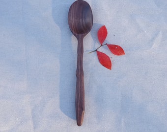 Unique Hand Carved Wooden Spoon made from Black Walnut Wood/ Zero-Waste OOAK Gift Under 50 for the Cook/ Handmade Wood Serving Spoon