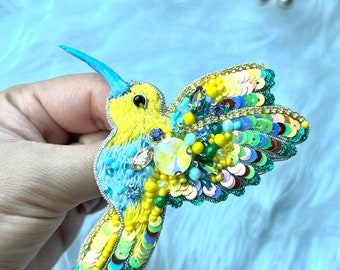Beads Brooch,Handmade, crystal beads brooch, bird brooch, yellow bird,best gift for her
