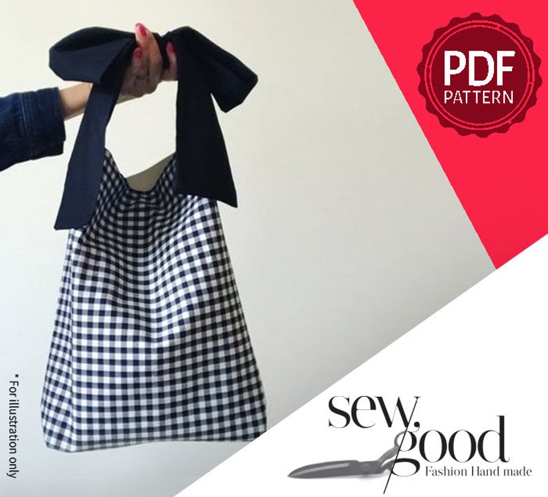 A Zen Women Bow Bag , PDF printable sewing pattern in English, instant download image 3