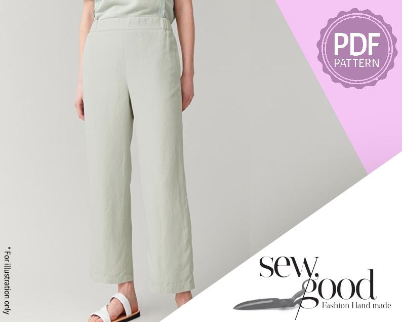 Women's Straight Leg Sewing Pattern: Back Band Pants (PDF Printable ...