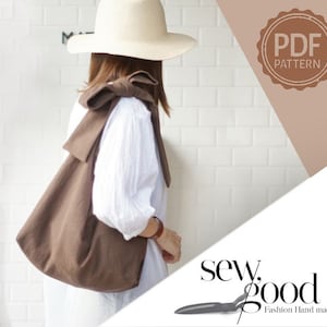 A Zen Women Bow Bag , PDF printable sewing pattern in English, instant download image 1