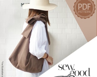 A Zen Women Bow Bag , PDF printable sewing pattern in English, instant download