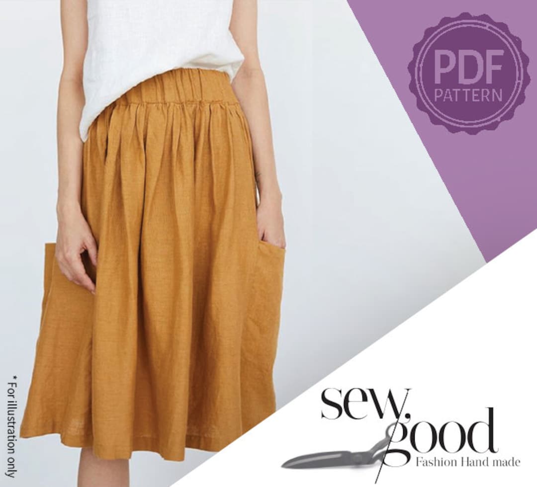 Elastic Waist Skirt Sewing Pattern: Women s Sizes (PDF Download) Etsy