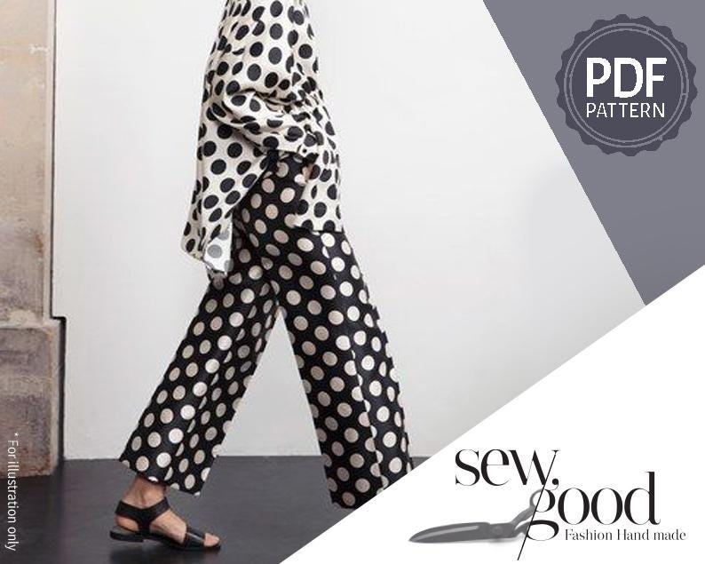 Women's Straight Leg Sewing Pattern: Back Band Pants (PDF Printable ...