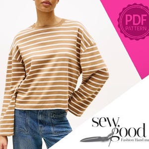 Oversize Long Sleeve Top Schnittmuster, Frauen-Grössen (PDF-Muster)