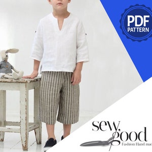 Boys Soft Woven Shirt Sewing Pattern: Sizes 4-12 (PDF Downloadable Pattern)