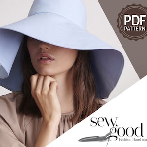 Women wide brim hat , PDF printable sewing pattern, instant download