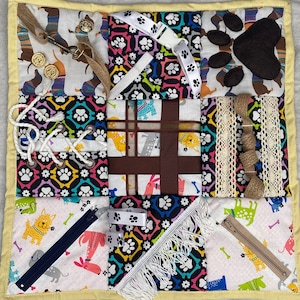 Dementia Travel Fidget Quilt (Canine Companion) Bespoke Sensory Activity Blanket