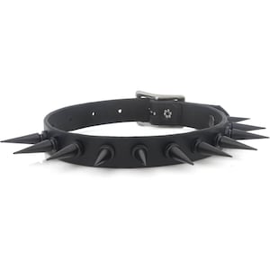 Rivithead Leather Choker with large black spikes
