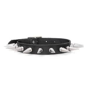 Punk Rock Choker - Real Leather Choker Collar with large spikes