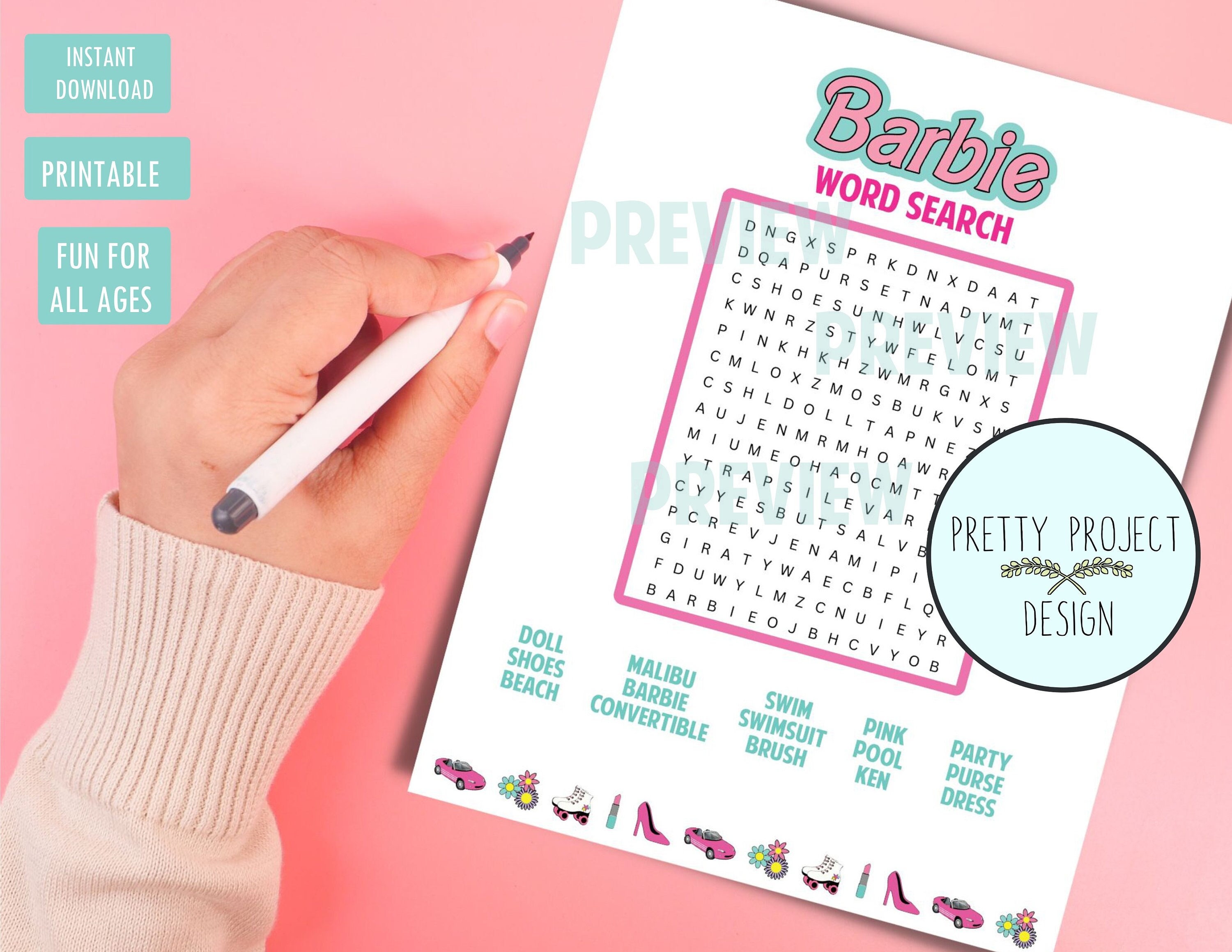 BARB Word Search PARTY GAME Etsy