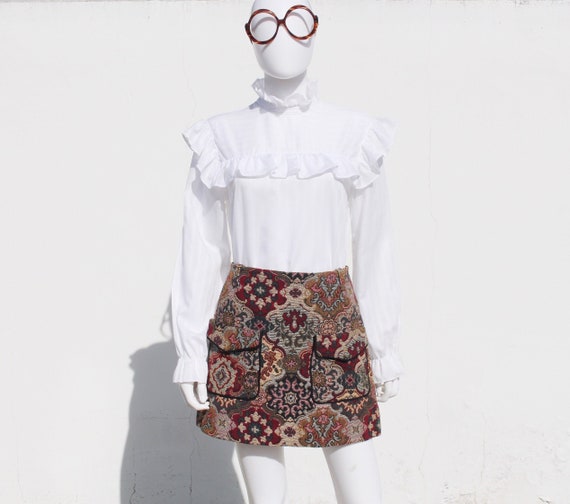 1970s tapestry mini skirt - image 1