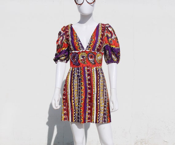 vintage 1960s psychedelic mini dress - image 1