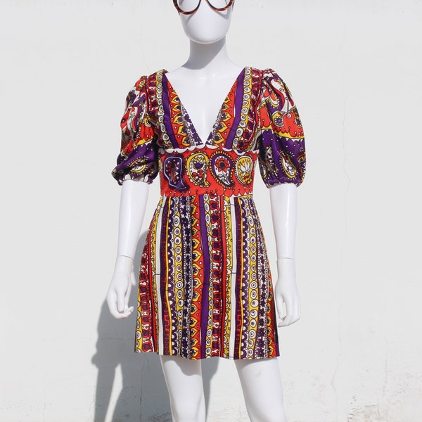 vintage 1960s psychedelic mini dress