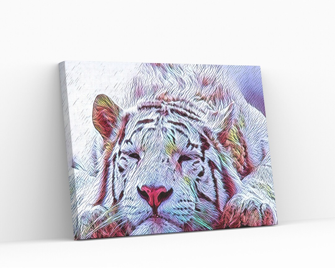 Limited Edition White TIGER Canvas Wall Art Modern Abstract Etsy