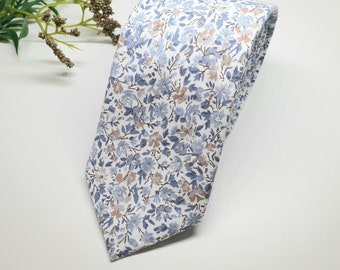 Blue Speckled Floral Tie, Floral Tie, Groomsmen Tie, Blue Grey Tie, Wedding Tie, Dusty Blue Tie  Blue floral tie, Gifts for him, mens ties