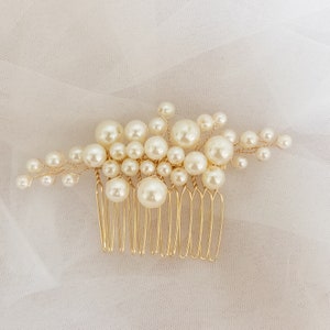 Abby Gold Pearl Wedding Hair Comb wedding comb pearls hair comb white pearl wedding accessories bridal hair accessories