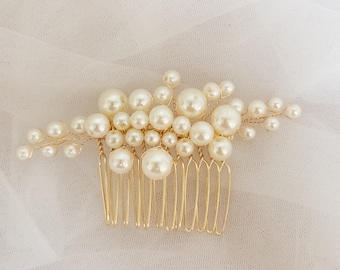 Abby Gold Pearl Wedding Hair Comb wedding comb pearls hair comb white pearl wedding accessories bridal hair accessories