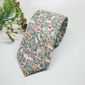 Corbata floral verde salvia, corbata floral, corbata de padrino, corbata verde, corbata de boda, corbata de regalo para él, corbatas de hombre
