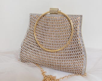 Gold Rhinestone Evening clutch Purse