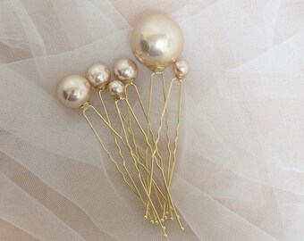 Champagne Antique Pearl Wedding Hair Pins , pinkwedding pins pearls hair pins white pearl wedding accessories bridal hair accessories