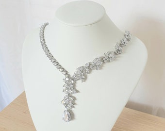 Mieka Bridal Necklace Set with CZ Bridal crystal earrings