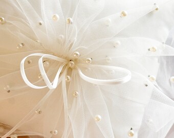 White or Ivory Pearl Ring Bearer Pillow, Page Boy Pillow, Wedding ring pillow, Ring boy pillow