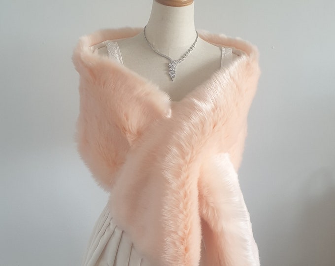 Pretty Pink Faux Fur Wedding Wrap for Winter Online