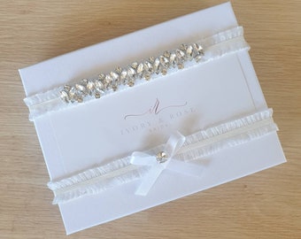 Silver Rhinestone, Wedding Garter Set, CZ Bridal Garter