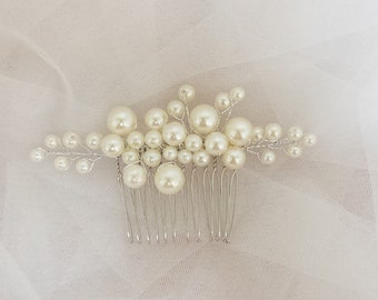 Abby Silver Pearl Wedding Hair Comb wedding comb pearls hair comb white pearl wedding accessories bridal hair accessories Hair pin