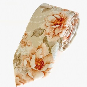 The Chester Floral Tie, Floral Skinny Tie, Groomsmen Tie, Retro Tie, Wedding Tie, rust brown Tie,  Bridal tie, Gifts for him, mens ties