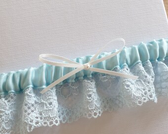 Baby  Blue Lace Wedding Garter, Bridal Garter Blue