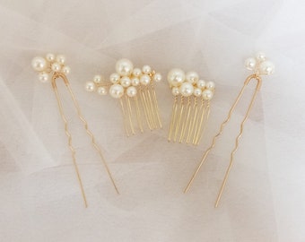 Gold Abbey Pearl Wedding Hair Pins & Combs wedding pins pearls hair pins white pearl wedding accessories bridal hair accessories