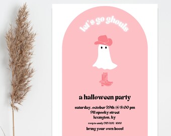 Spooky Cowgirl Ghost Halloween Invitation Template
