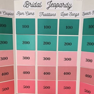 Bridal Jeopardy Printable Game Set