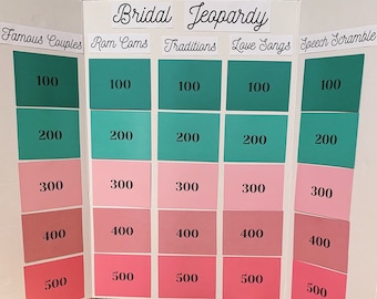 Bridal Jeopardy Printable Game Set