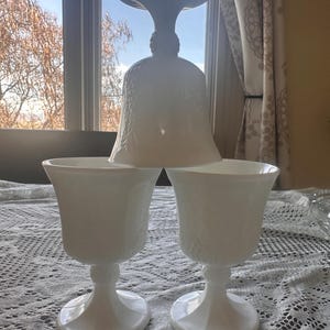 Vintage Indiana Colony Harvest Grape Milk Glass Goblets (Set of 3)