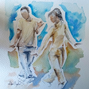 Afrobeats Dance Painting: Original Watercolour, African American Art (6x6&quot;)