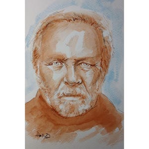 Original Anthony Hopkins Watercolor Painting: Hollywood Star Art (6x9&quot;)