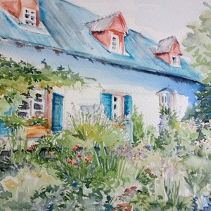 Original Watercolour Cotswolds Cottage Painting - Country Garden Wall Art (8x10&quot;)