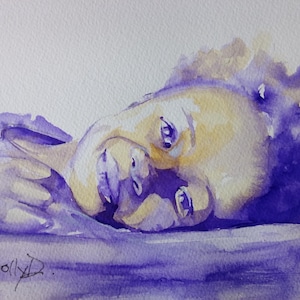 Sweet Child Painting - Original Watercolour Picture - Black Child Picture - African American Painting - Black Girl Art - 8x8 - Not a Print
