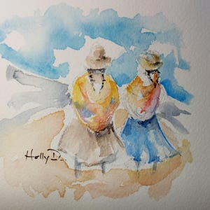 Original Watercolor Painting: Tiny Cusco Peru Scene - Inca Art - 6x6&quot; Matted