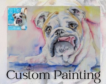 Peinture personnalisée - portrait d'animal de compagnie - portrait commémoratif - cadeau aquarelle personnalisé - anniversaire - anniversaire de mariage - votre photo peinte