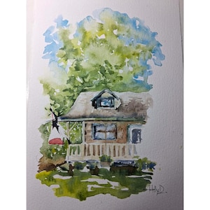 Historic Ontario Painting - Original Watercolour Picture - Craighurst Old General Store - ON Canada - 7x9&quot; - Not a Print