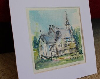 Guelph Church Watercolour - Original Painting - St George's - Ontario - Canada - Historic Building - Old Churches - 6x6" - Not a copy