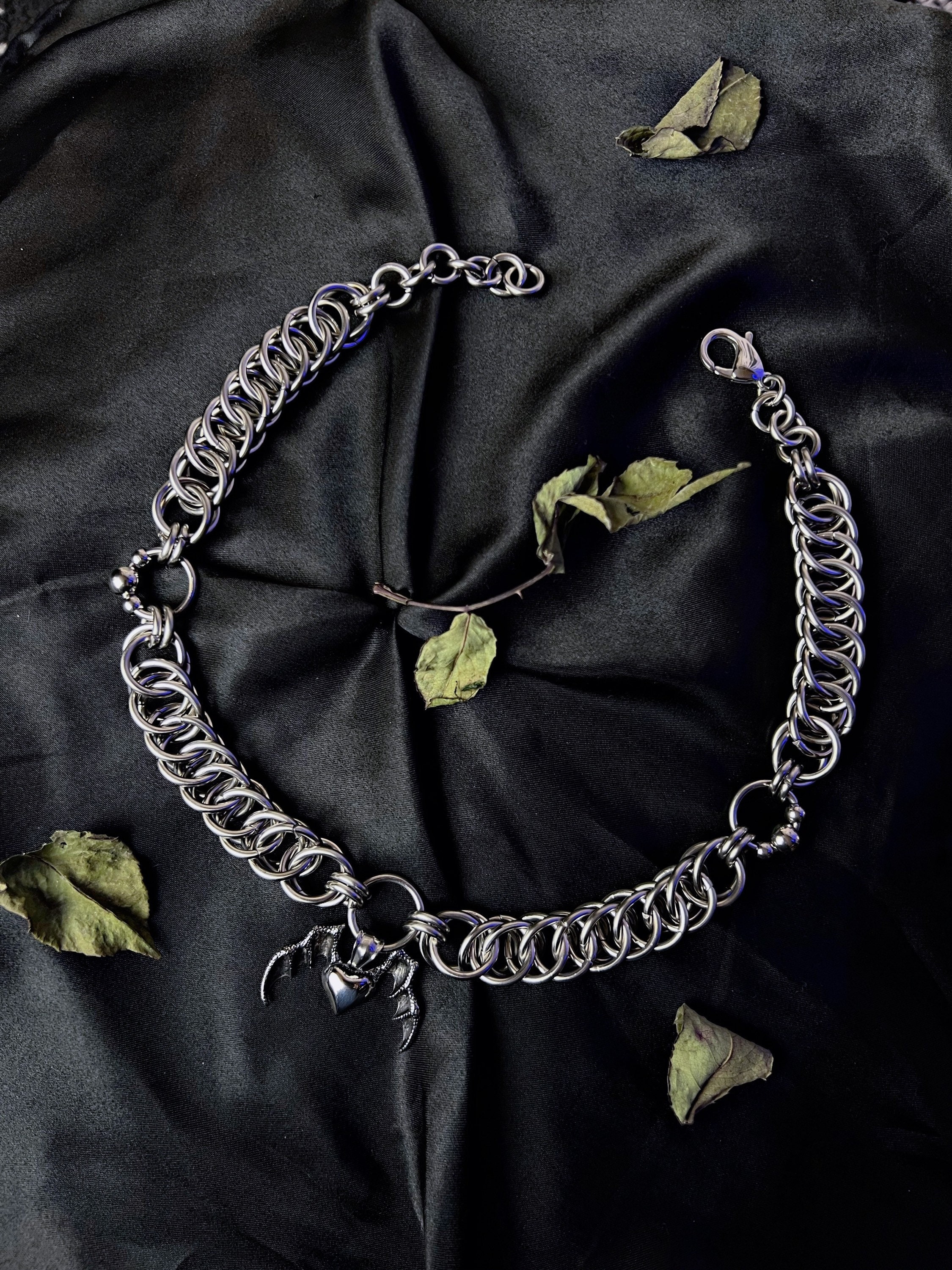 Heart Bat Chainmail Necklace - Etsy