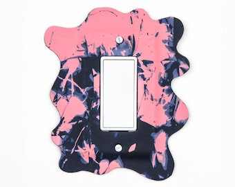 Handmade Polymer Clay Single Rocker Light Switch Plate, Pink & Blue, Dopamine decor