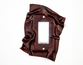 Handmade Polymer Clay Rocker Light Switch Plate, Red Purple Metallic