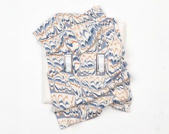 Handmade Double Toggle Light Switch Plate, Blue Beige Windswept Pattern