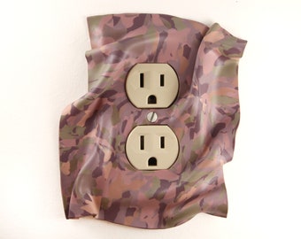 Electrical Outlet Cover, handmade, purple, one-of-a-kind, multi-colored, artistic, eye-catching, pretty, windswept, 3-dimensional
